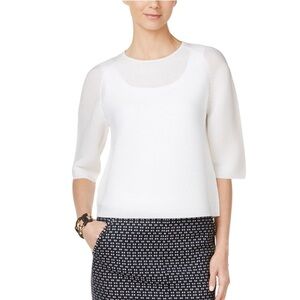 ANNE KLEIN Textured Semi Sheer Blouse